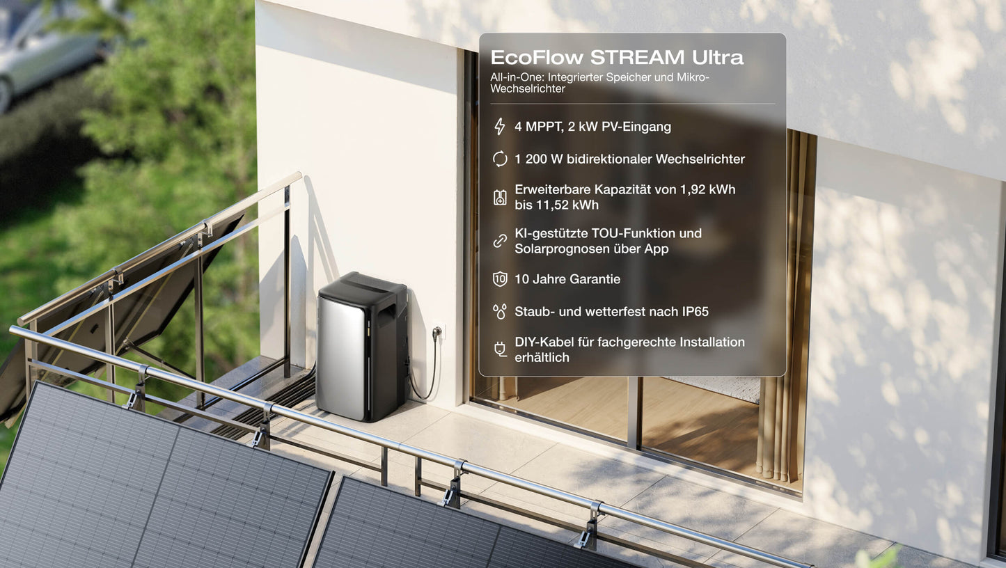 EcoFlow Balkonkraftwerk mit Speicher STREAM
