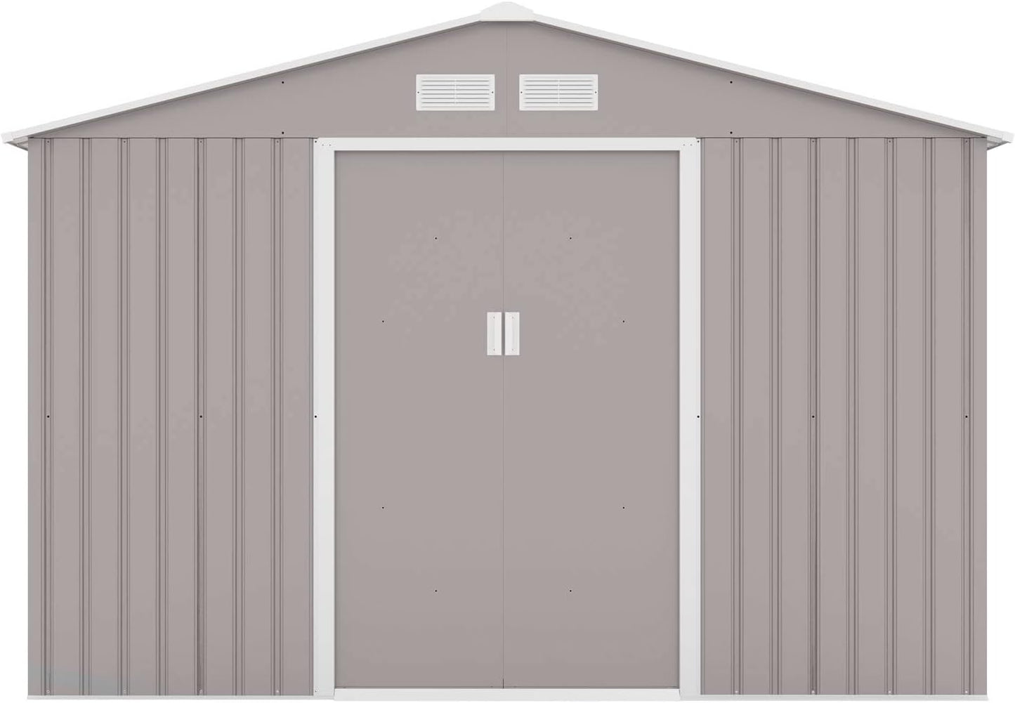 Svita S300 XXXL Metal Tool Shed, 277 x 319 x 192 cm, Pitched Roof, Garden Shed, Grey/Light Grey