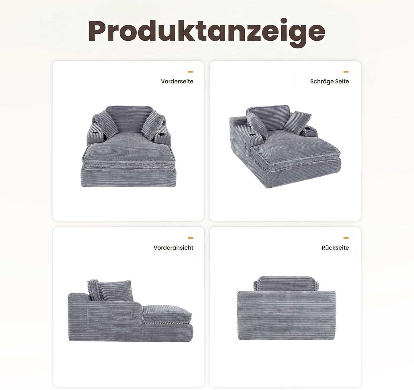 MALOL Schlafsofa, Boneless Sofas & Couches, Schlafcouch mit Schlaffunktion, Couch mit Chaiselongue, 3 Kissen, Bequeme Sofa Couch für Schlafzimmer & Wohnzimmer, Grau, 170cm * 133cm * 66cm, Grau