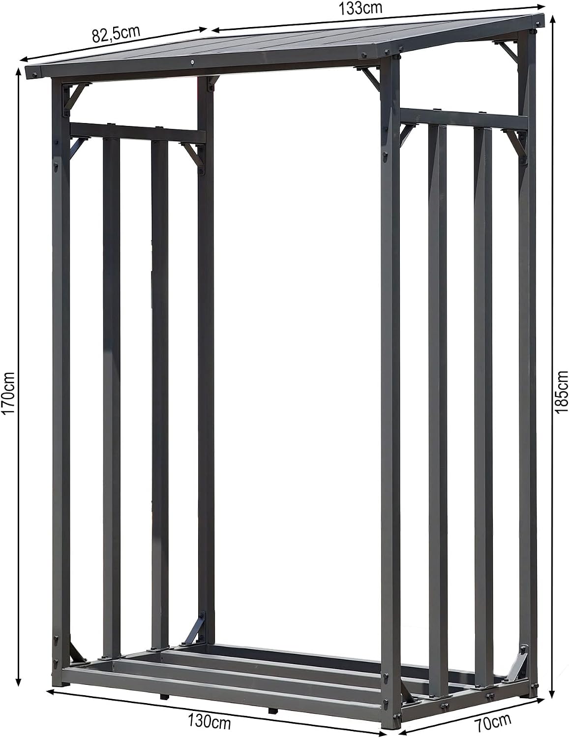 QUICK STAR 47470 Metall Kaminholzregal Aussen 1,6 m³ Anthrazit
