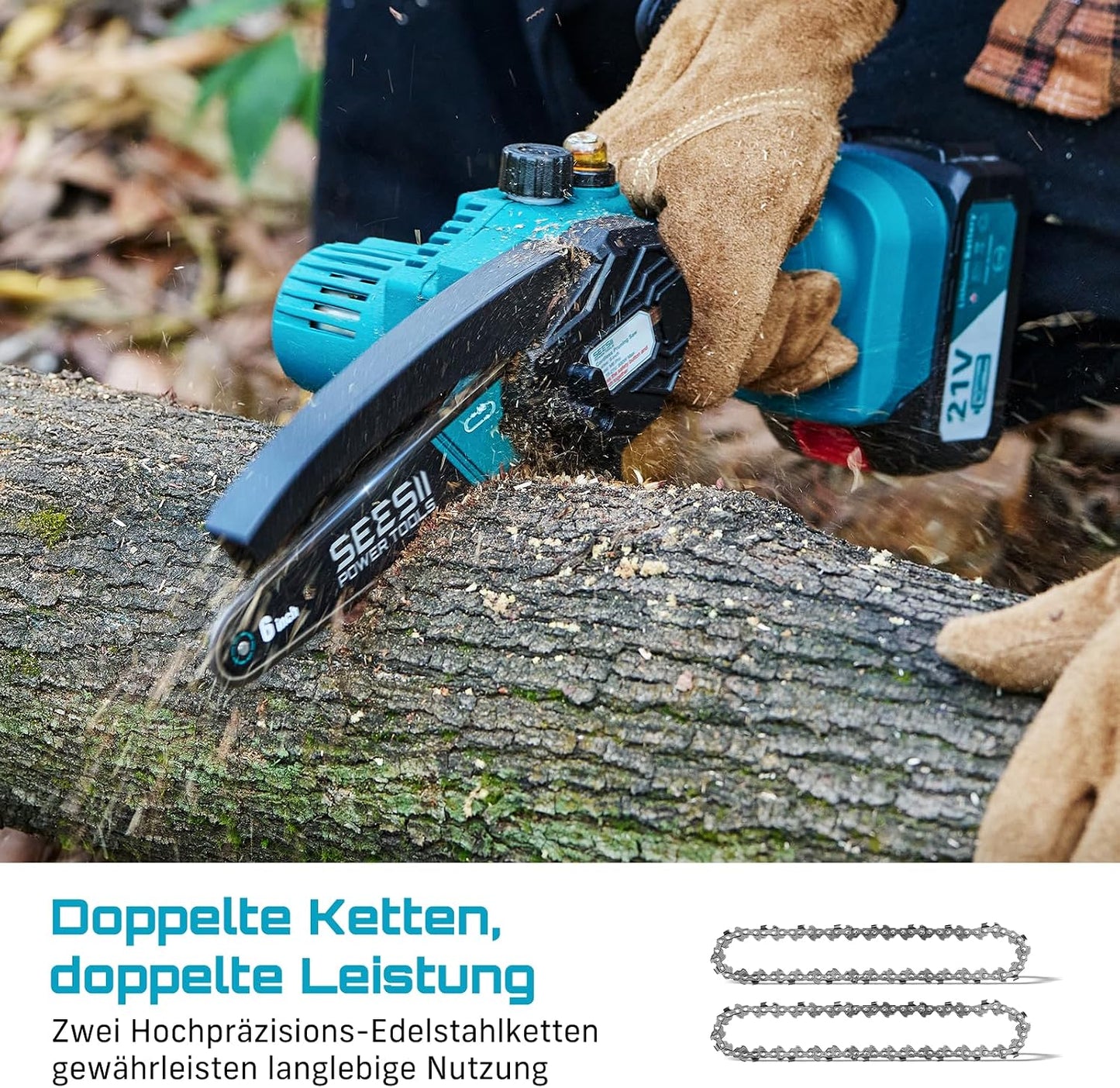 Seesii CH610+ Akku-Kettensäge M6 Pro 900W 6 Zoll