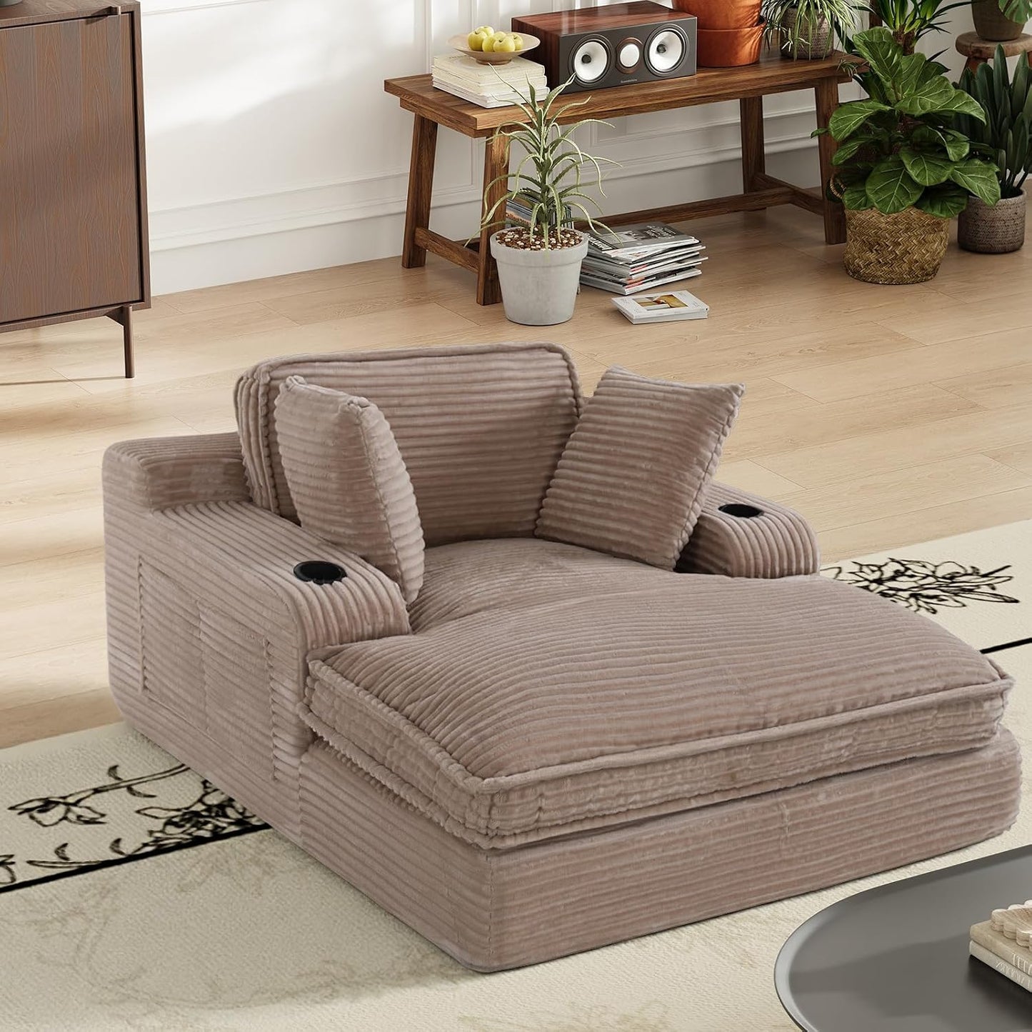 MALOL Schlafsofa, Boneless Sofas & Couches, Schlafcouch mit Schlaffunktion, Couch mit Chaiselongue, 3 Kissen, Bequeme Sofa Couch für Schlafzimmer & Wohnzimmer, Grau, 170cm * 133cm * 66cm, Kamel