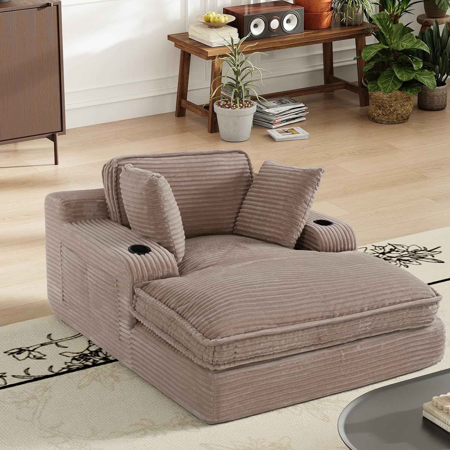MALOL Schlafsofa, Boneless Sofas & Couches, Schlafcouch mit Schlaffunktion, Couch mit Chaiselongue, 3 Kissen, Bequeme Sofa Couch für Schlafzimmer & Wohnzimmer, Grau, 170cm * 133cm * 66cm, Kamel