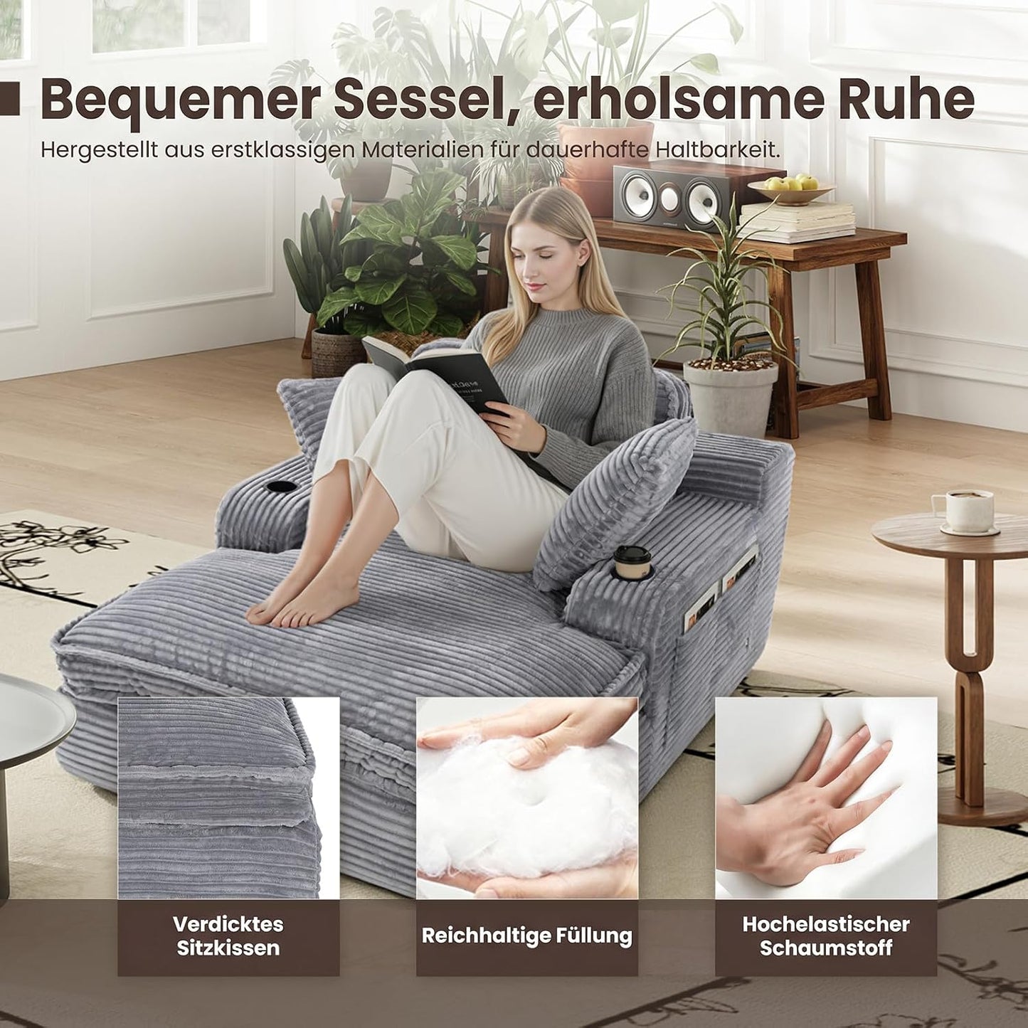 MALOL Schlafsofa, Boneless Sofas & Couches, Schlafcouch mit Schlaffunktion, Couch mit Chaiselongue, 3 Kissen, Bequeme Sofa Couch für Schlafzimmer & Wohnzimmer, Grau, 170cm * 133cm * 66cm, Grau