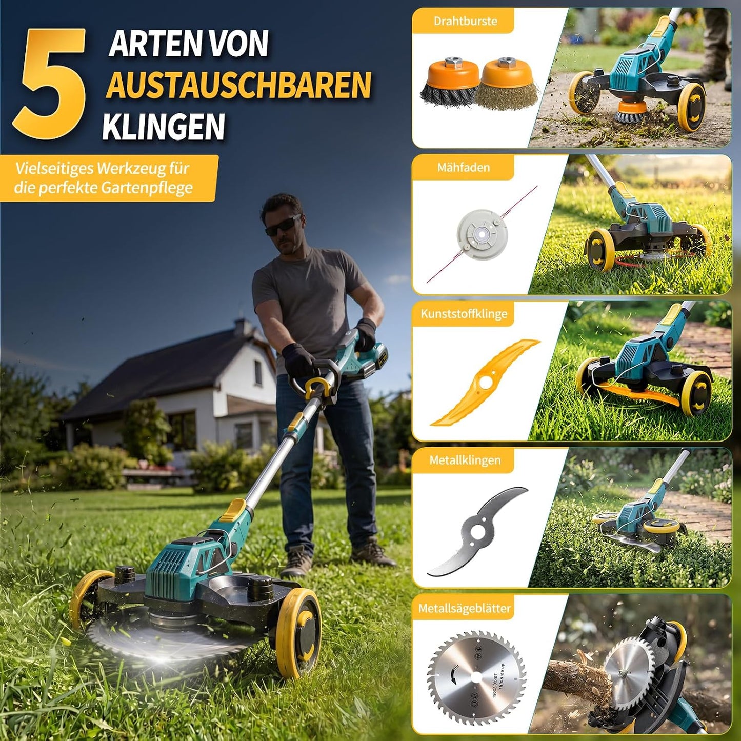 Traumheim LHGCJ Akku-Rasentrimmer 5 in 1 900W 21V