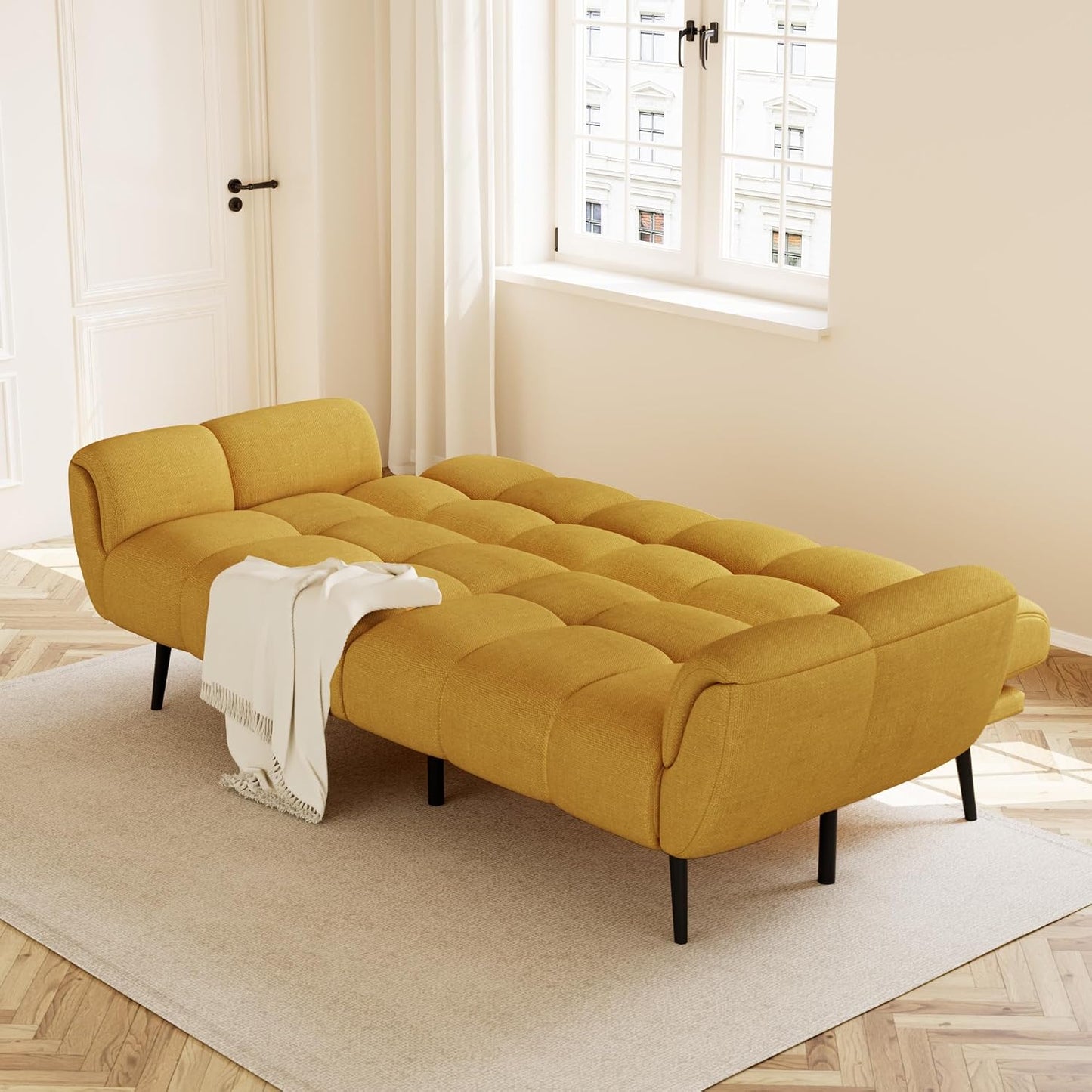 HIPIHOM Sofa Mit Schlaffunktion, Klappsofa Sofa 3 Sitzer, Schlafsofa 155x85cm, Bequemes Geeignet Für Wohnzimmer, Schlafzimme, Büro, Lounge, Zimmerr