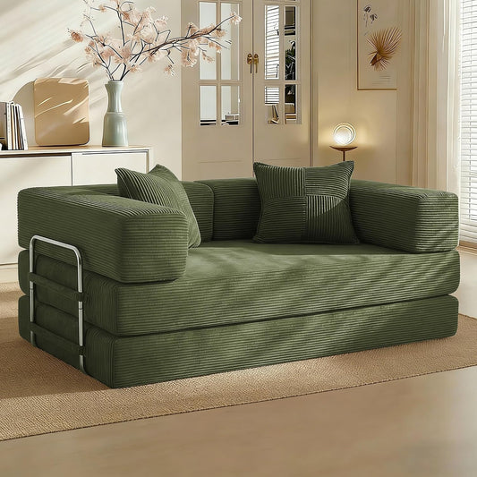 Vipbear Schlafsofa 160cm Breit, Boneless Couch mit Schlaffunktion Cord Sofa
