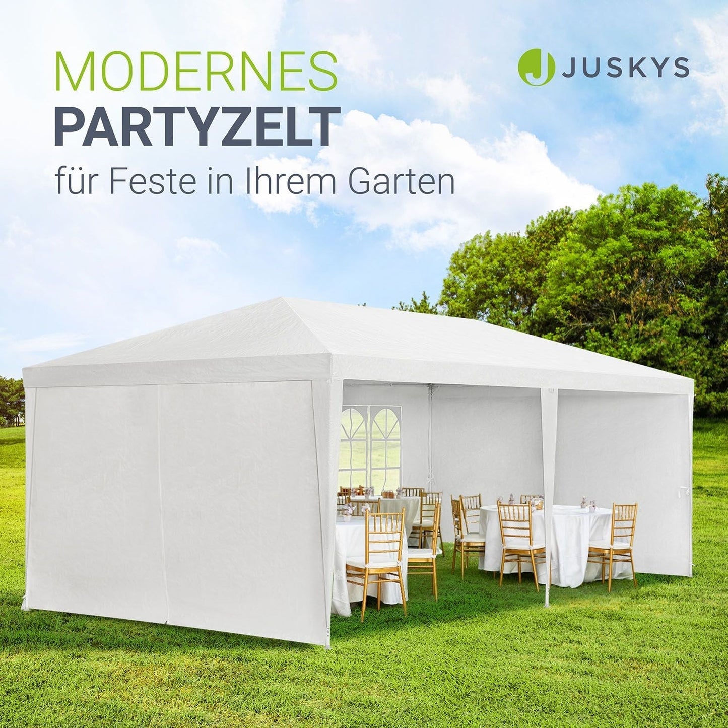 Partyzelt 3x6m Gartenpavillon mit Seitenteilen