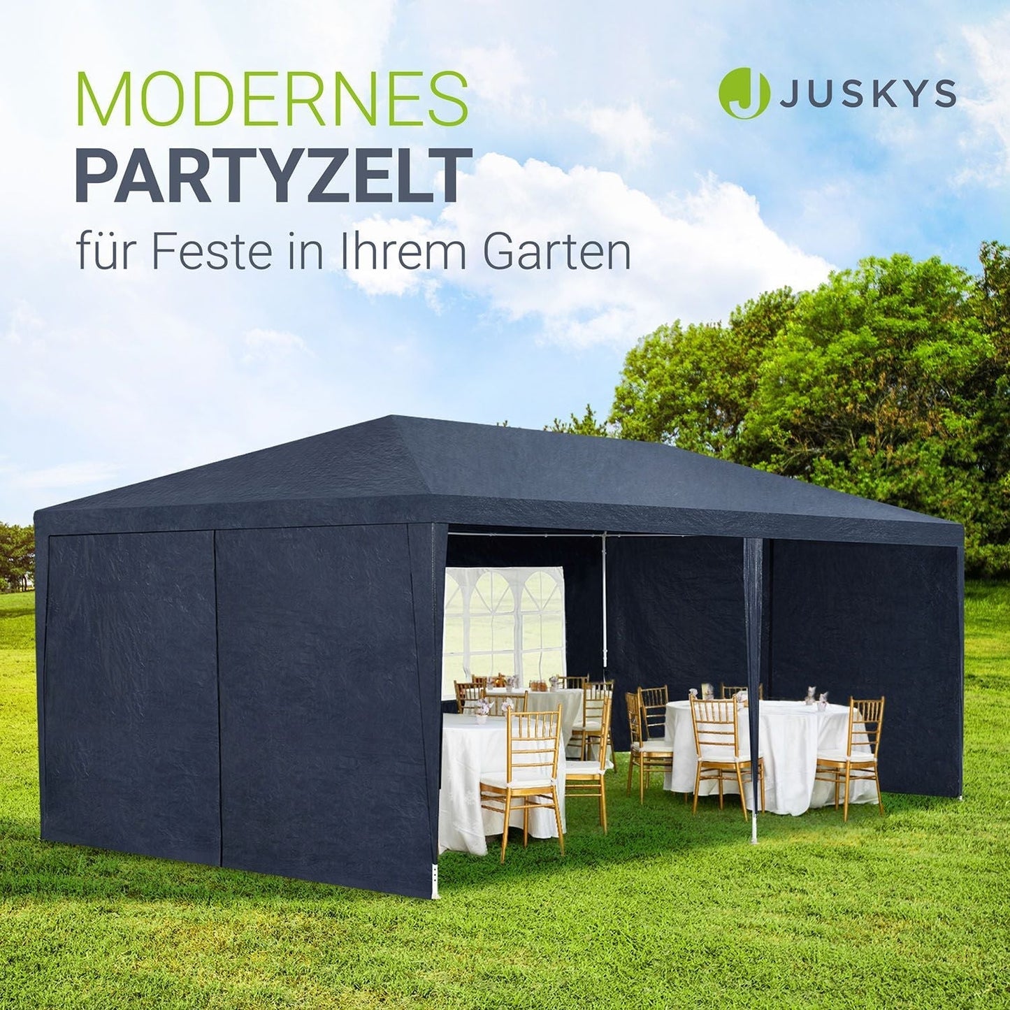 Partyzelt 3x6m Gartenpavillon mit Seitenteilen