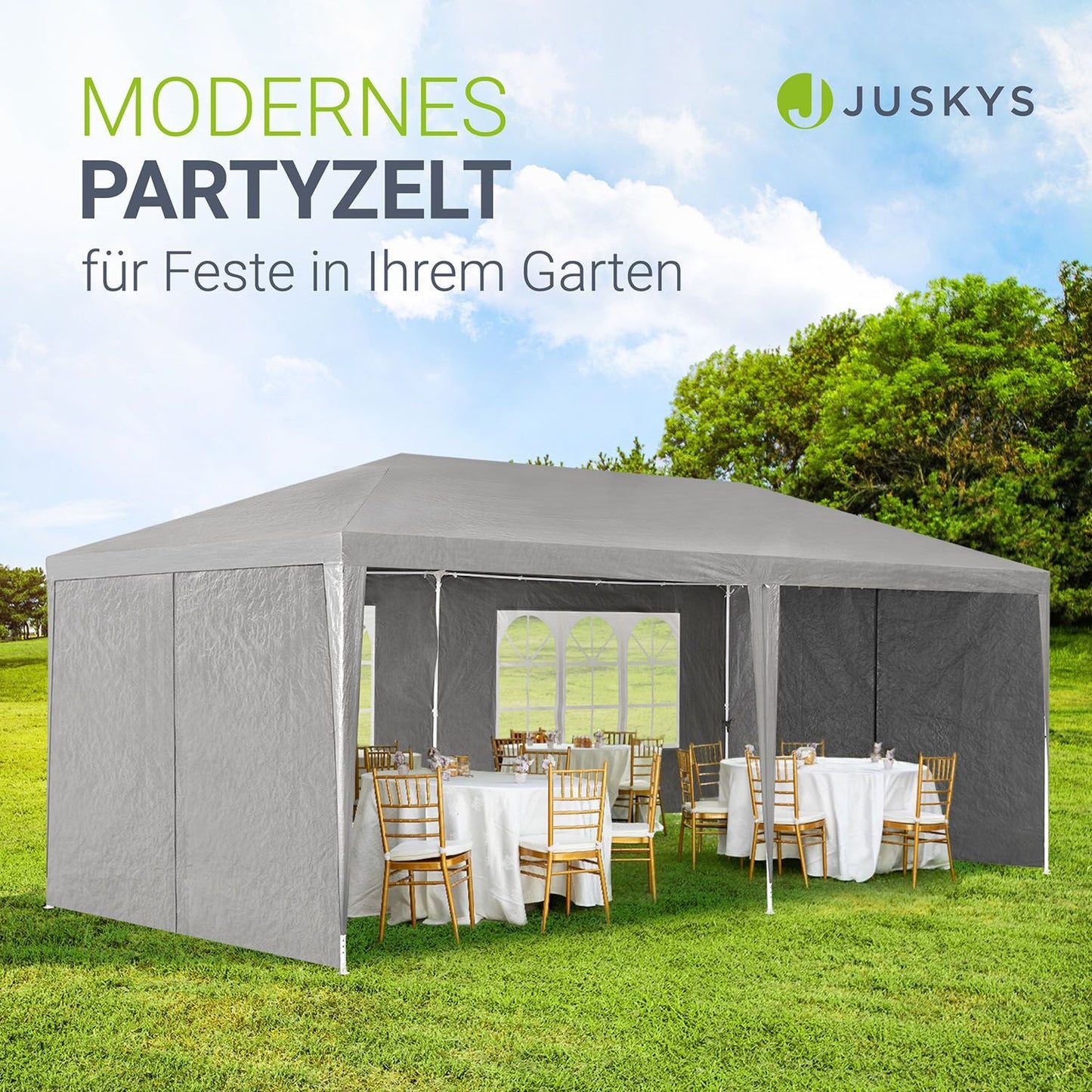 Partyzelt 3x6m Gartenpavillon mit Seitenteilen