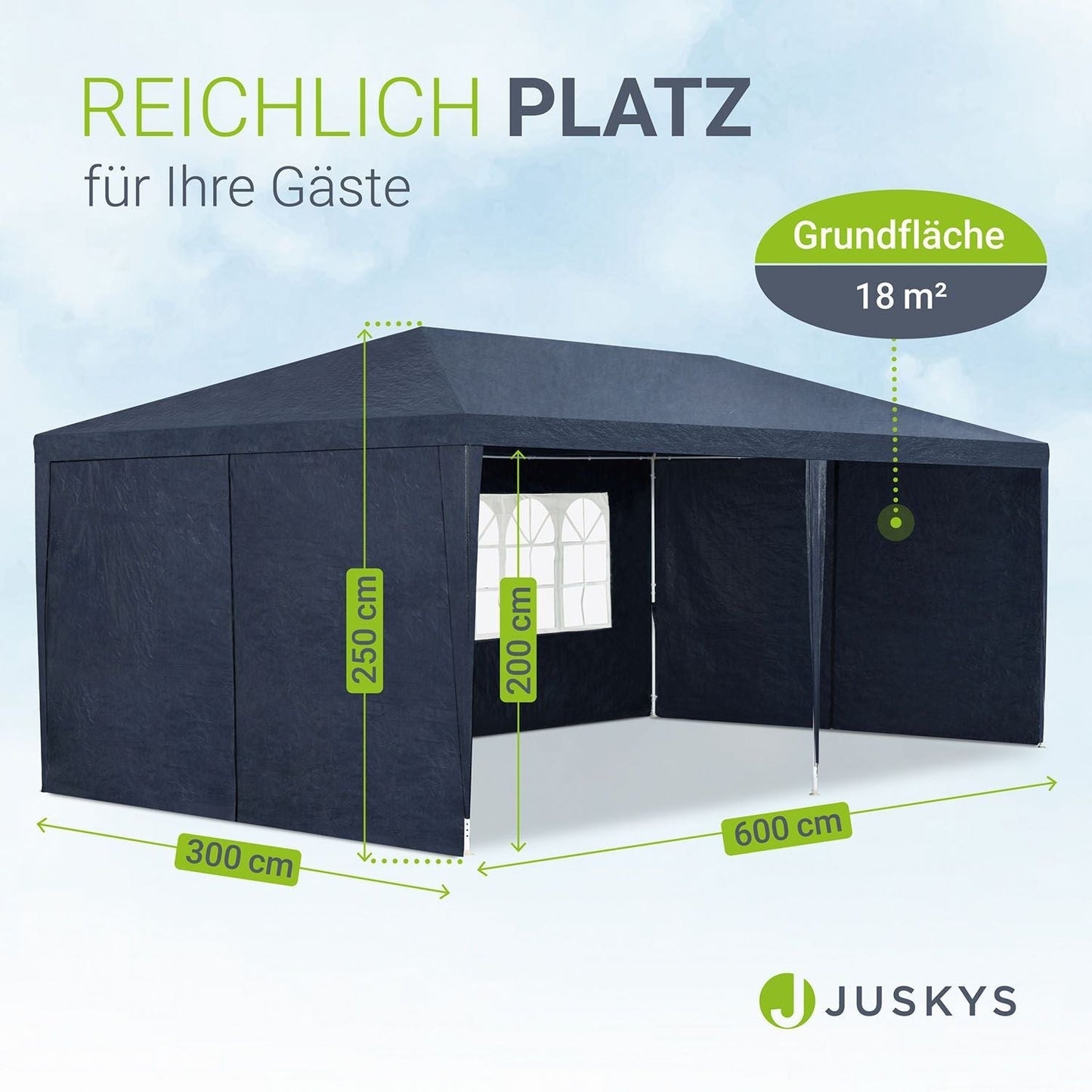 Partyzelt 3x6m Gartenpavillon mit Seitenteilen