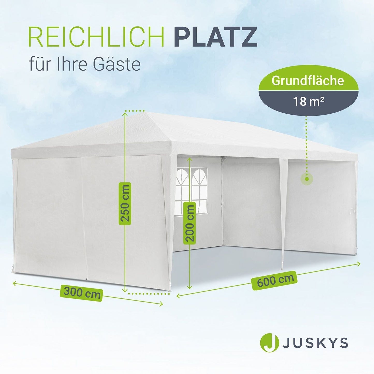 Partyzelt 3x6m Gartenpavillon mit Seitenteilen