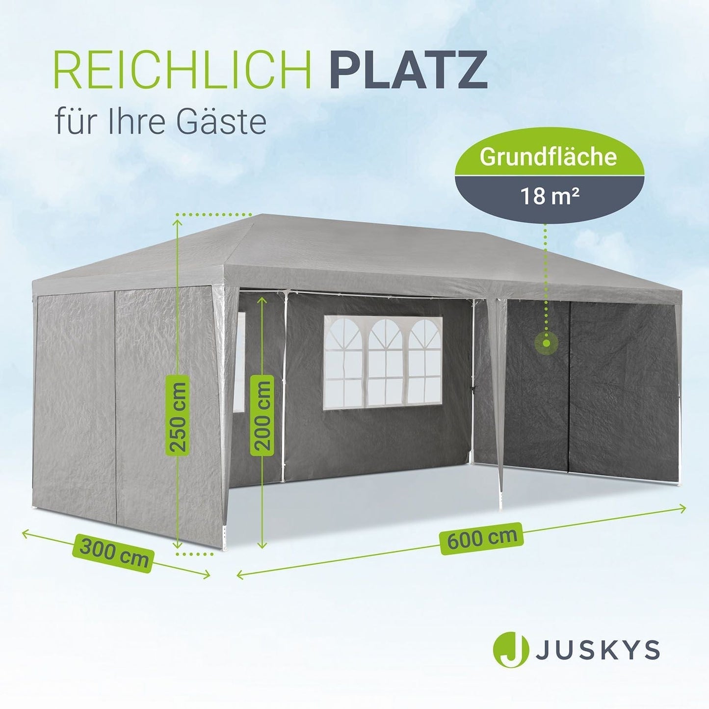 Partyzelt 3x6m Gartenpavillon mit Seitenteilen