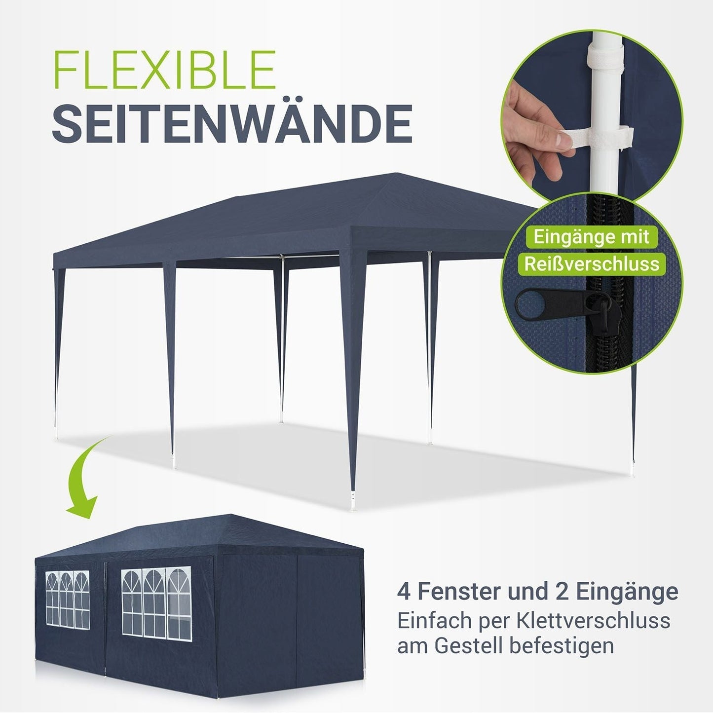 Partyzelt 3x6m Gartenpavillon mit Seitenteilen
