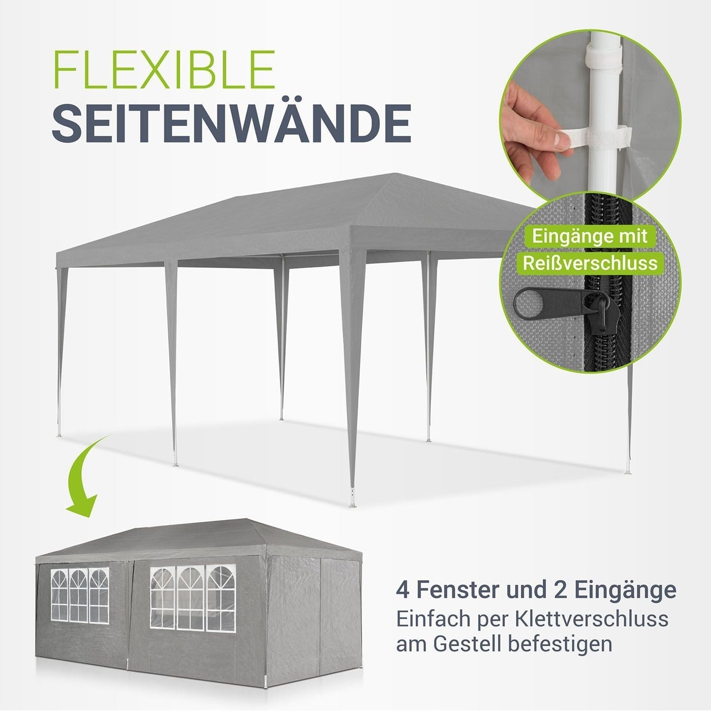 Partyzelt 3x6m Gartenpavillon mit Seitenteilen