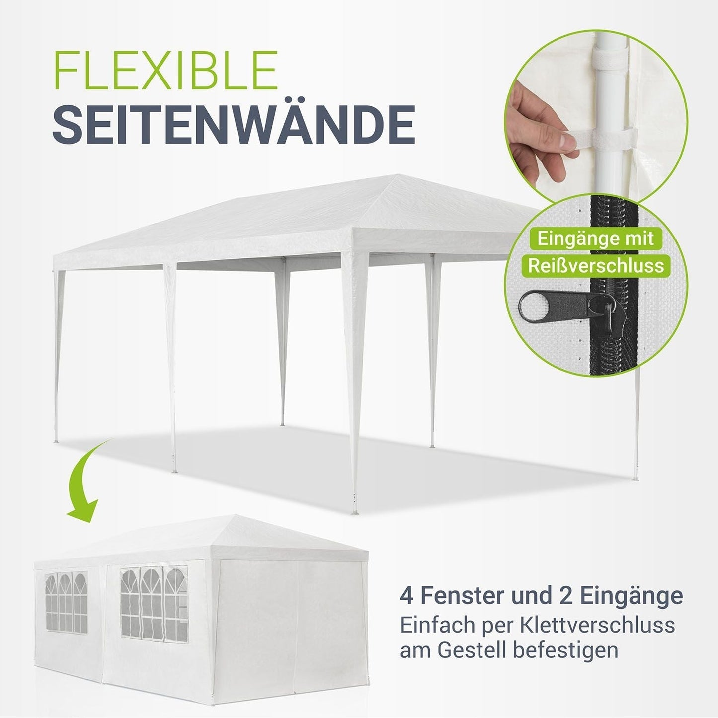 Partyzelt 3x6m Gartenpavillon mit Seitenteilen