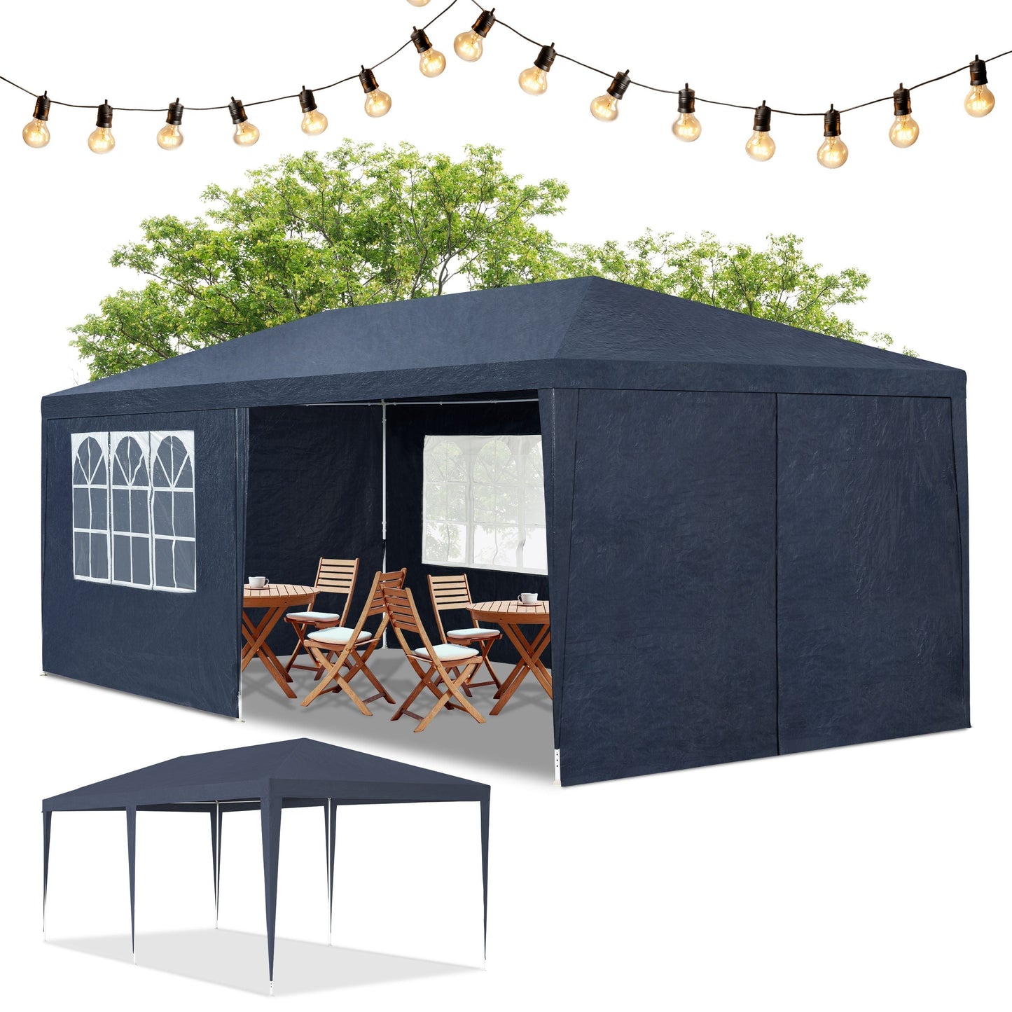 Partyzelt 3x6m Gartenpavillon mit Seitenteilen