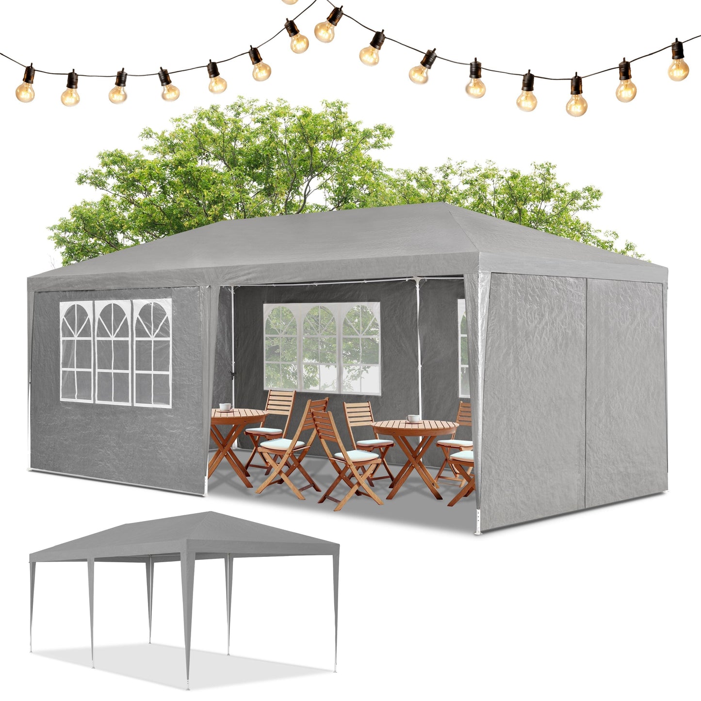 Partyzelt 3x6m Gartenpavillon mit Seitenteilen