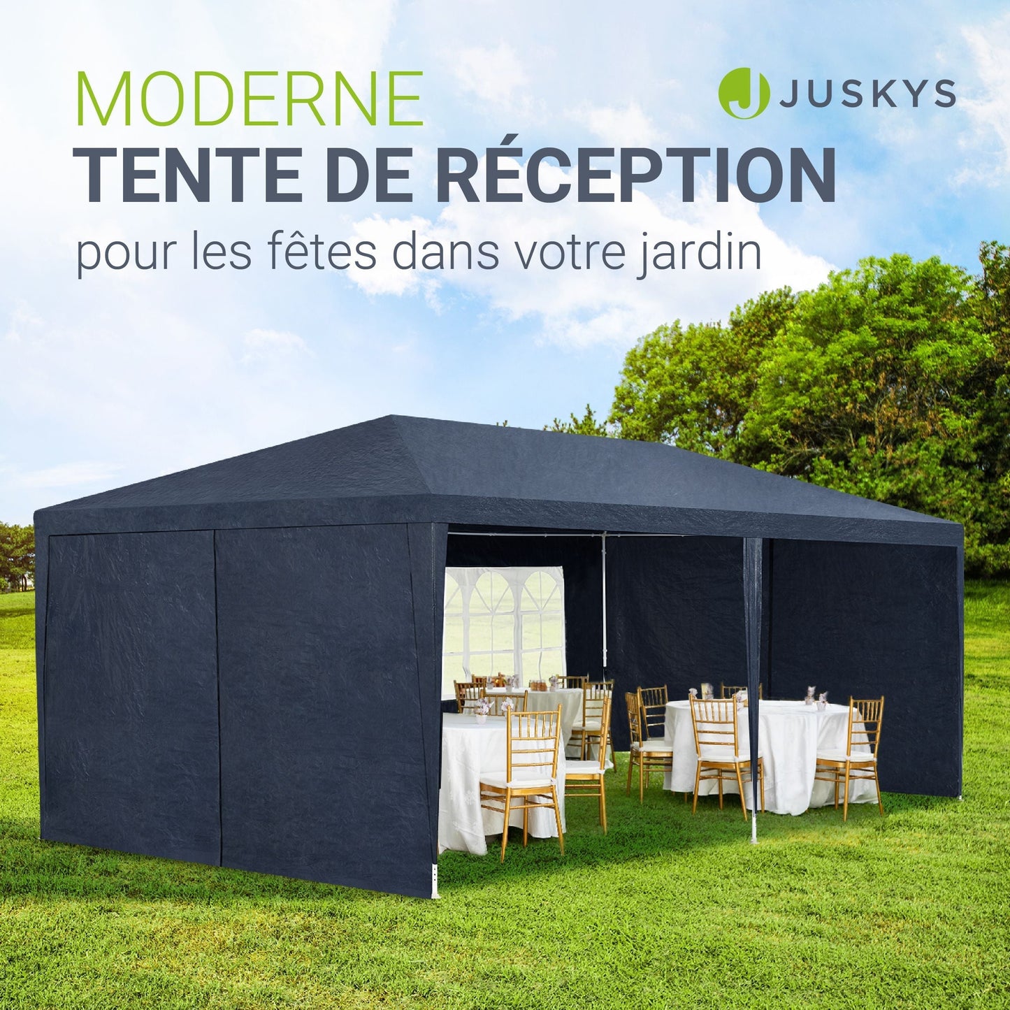 Partyzelt 3x6m Gartenpavillon mit Seitenteilen
