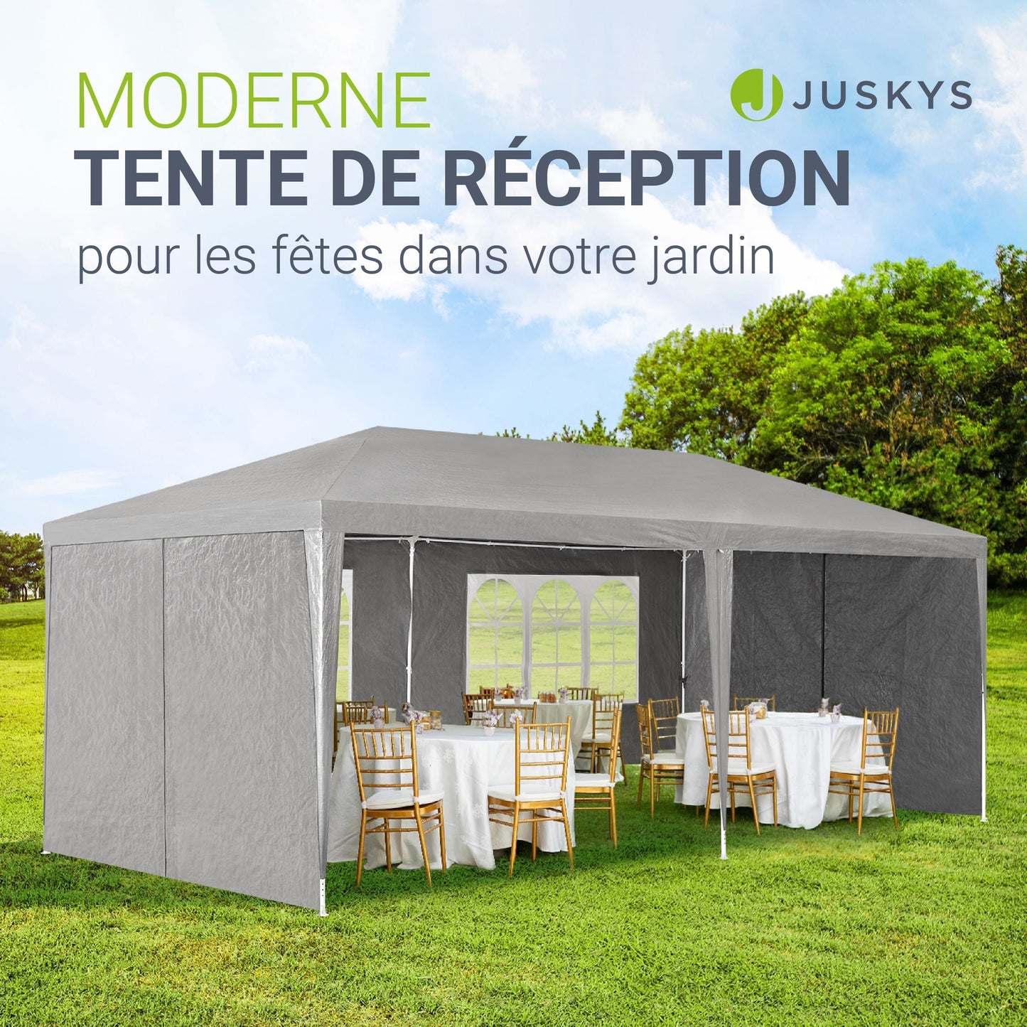Partyzelt 3x6m Gartenpavillon mit Seitenteilen