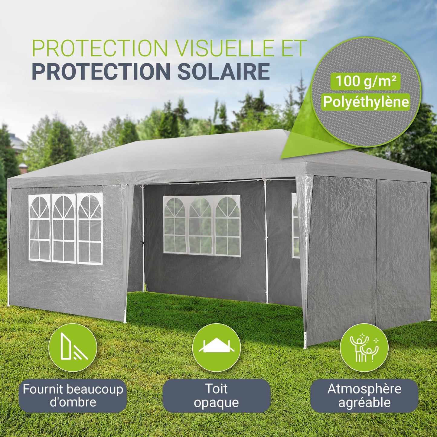 Partyzelt 3x6m Gartenpavillon mit Seitenteilen