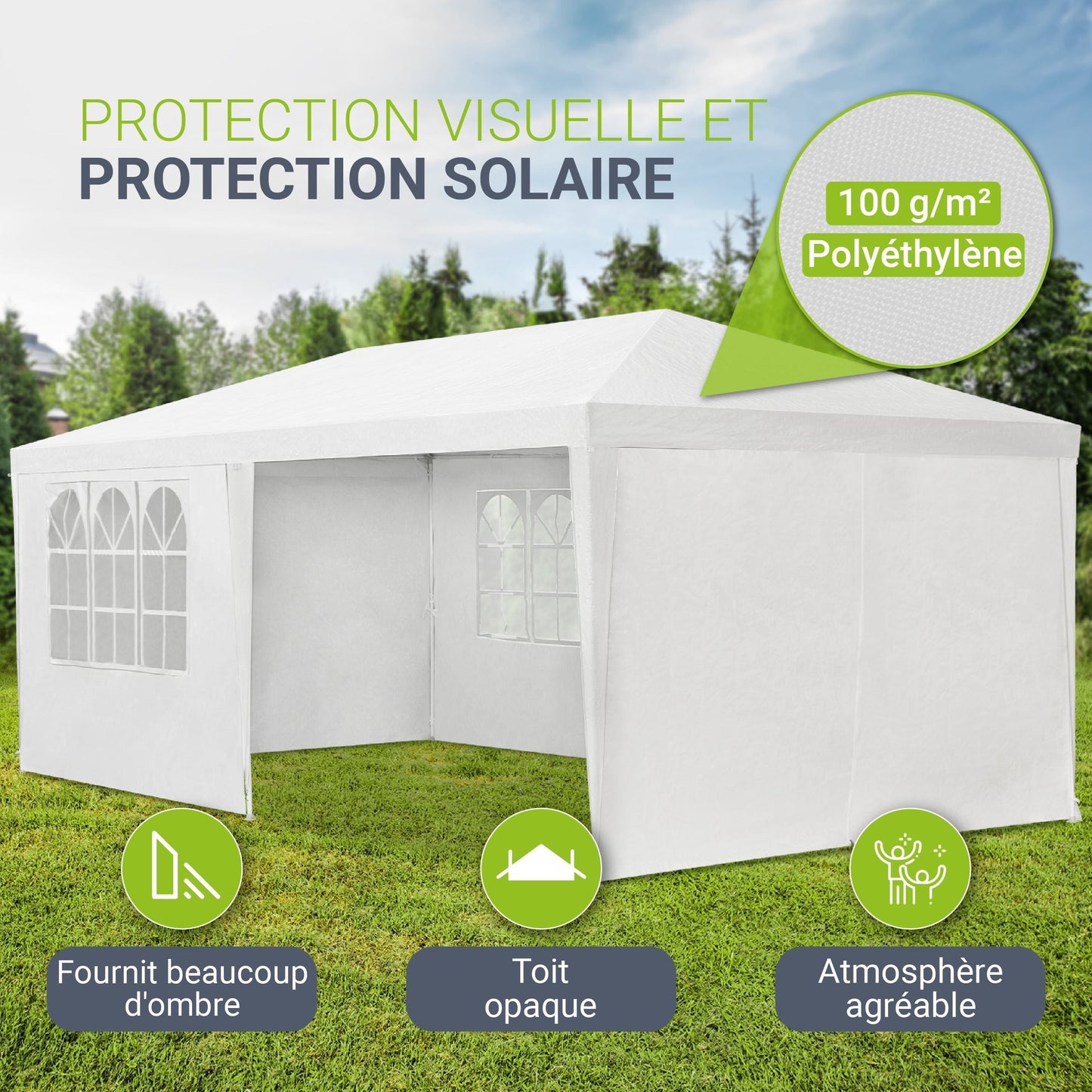 Partyzelt 3x6m Gartenpavillon mit Seitenteilen