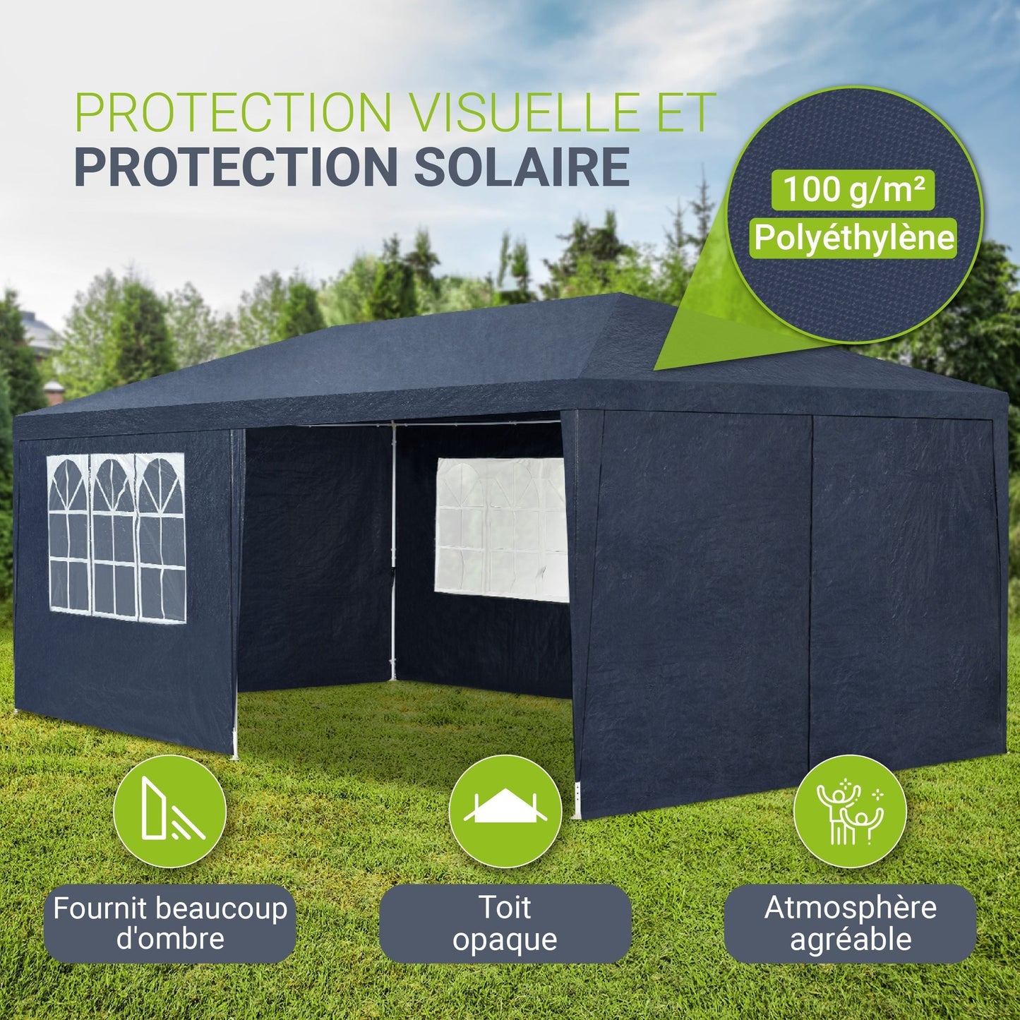 Partyzelt 3x6m Gartenpavillon mit Seitenteilen