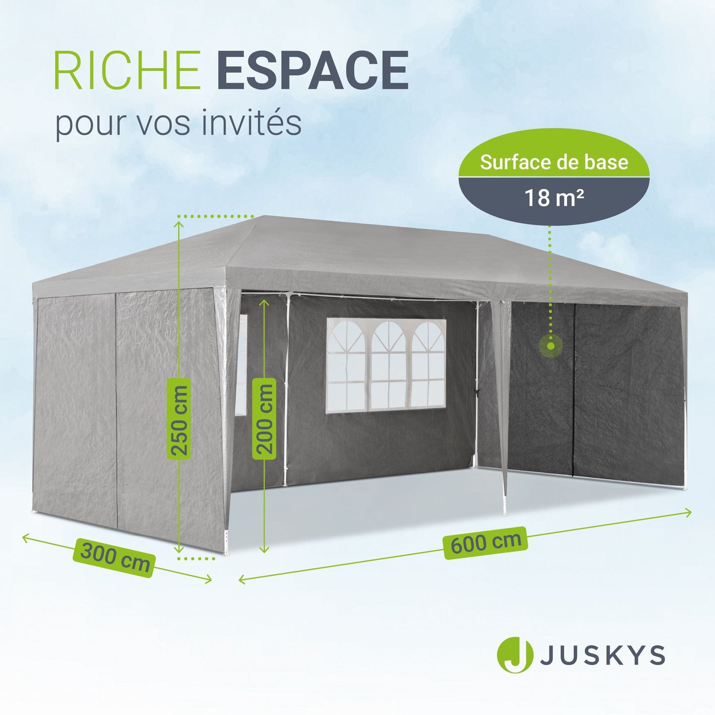 Partyzelt 3x6m Gartenpavillon mit Seitenteilen