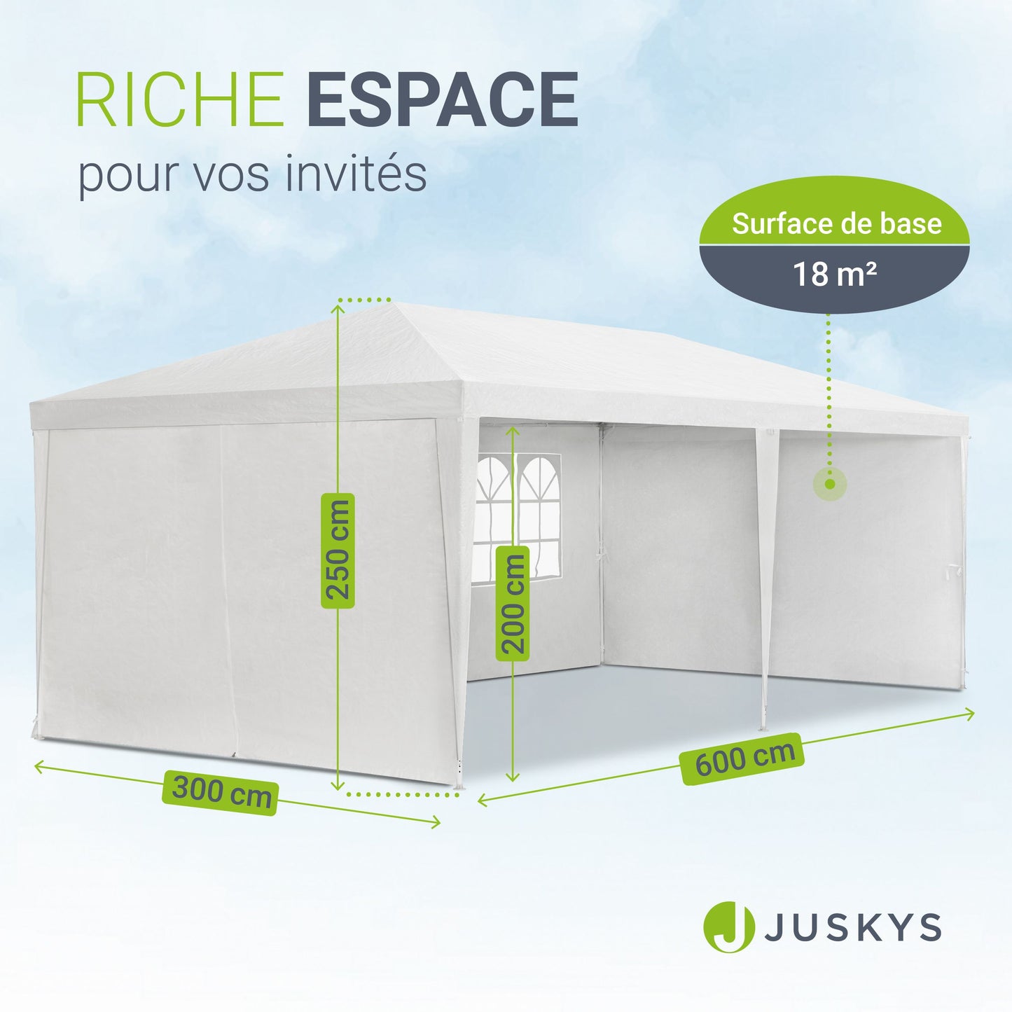 Partyzelt 3x6m Gartenpavillon mit Seitenteilen
