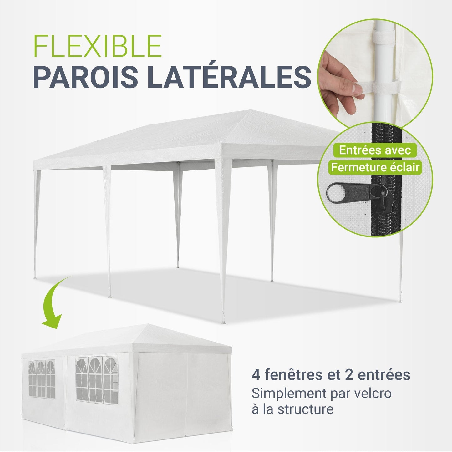 Partyzelt 3x6m Gartenpavillon mit Seitenteilen