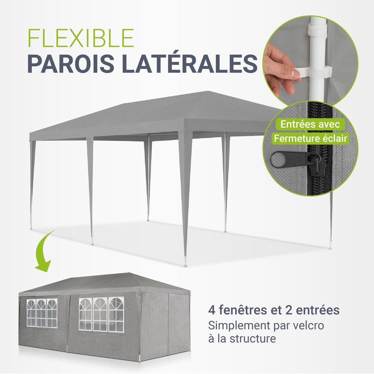 Partyzelt 3x6m Gartenpavillon mit Seitenteilen