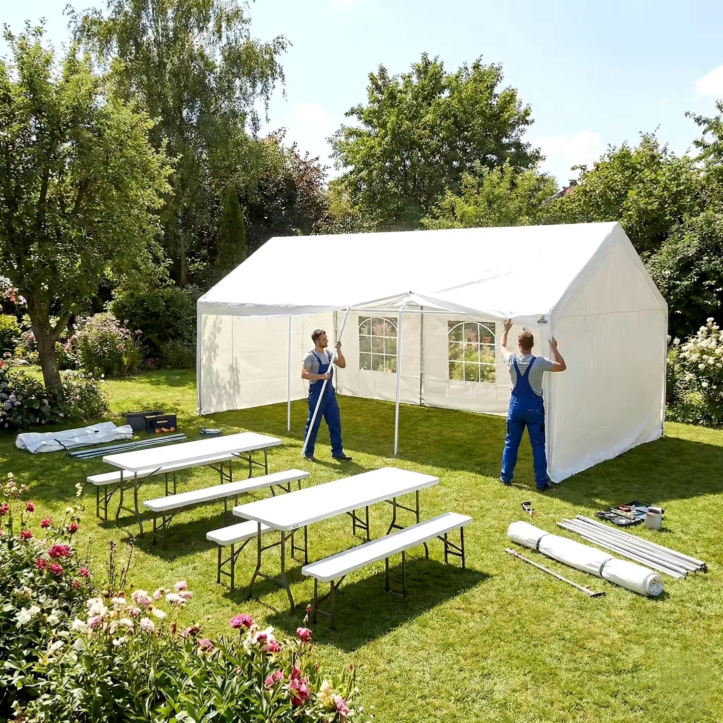 BRIMO Partyzelt 5x6m PVC Weiß
