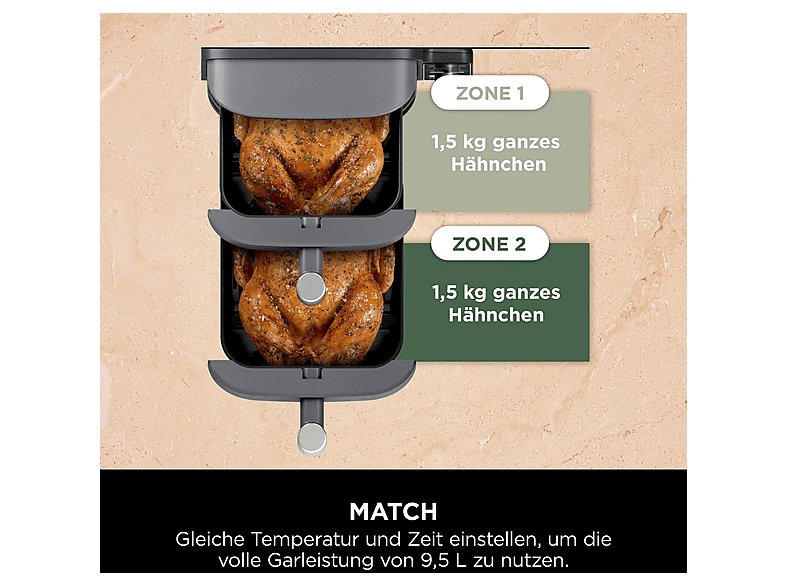 Ninja SL400EU Double Stack XL Heißluftfritteuse 9,5 L Grau