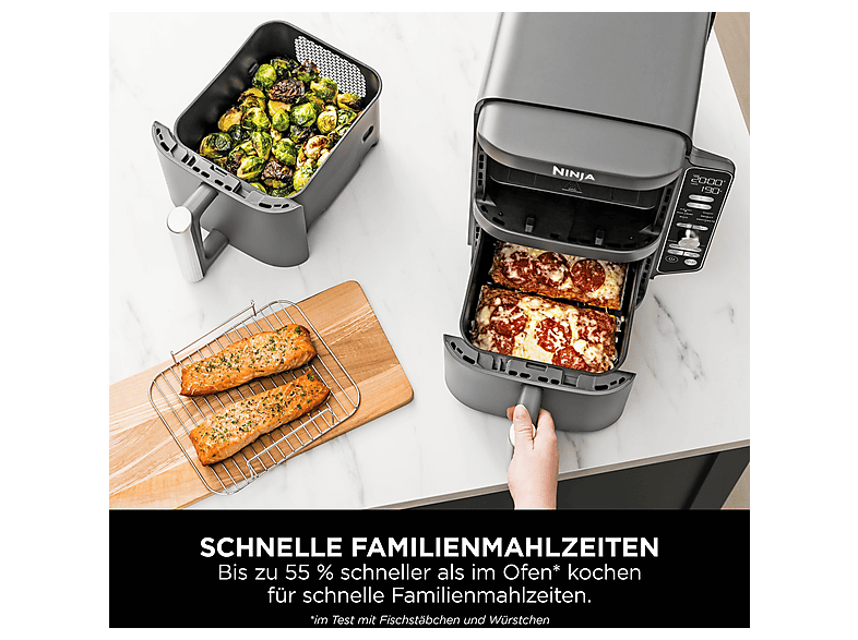 Ninja SL400EU Double Stack XL Heißluftfritteuse 9,5 L Grau