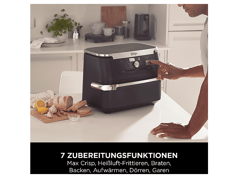 Ninja AF500EU Foodi FlexDrawer Heißluftfritteuse 10,4 L Schwarz