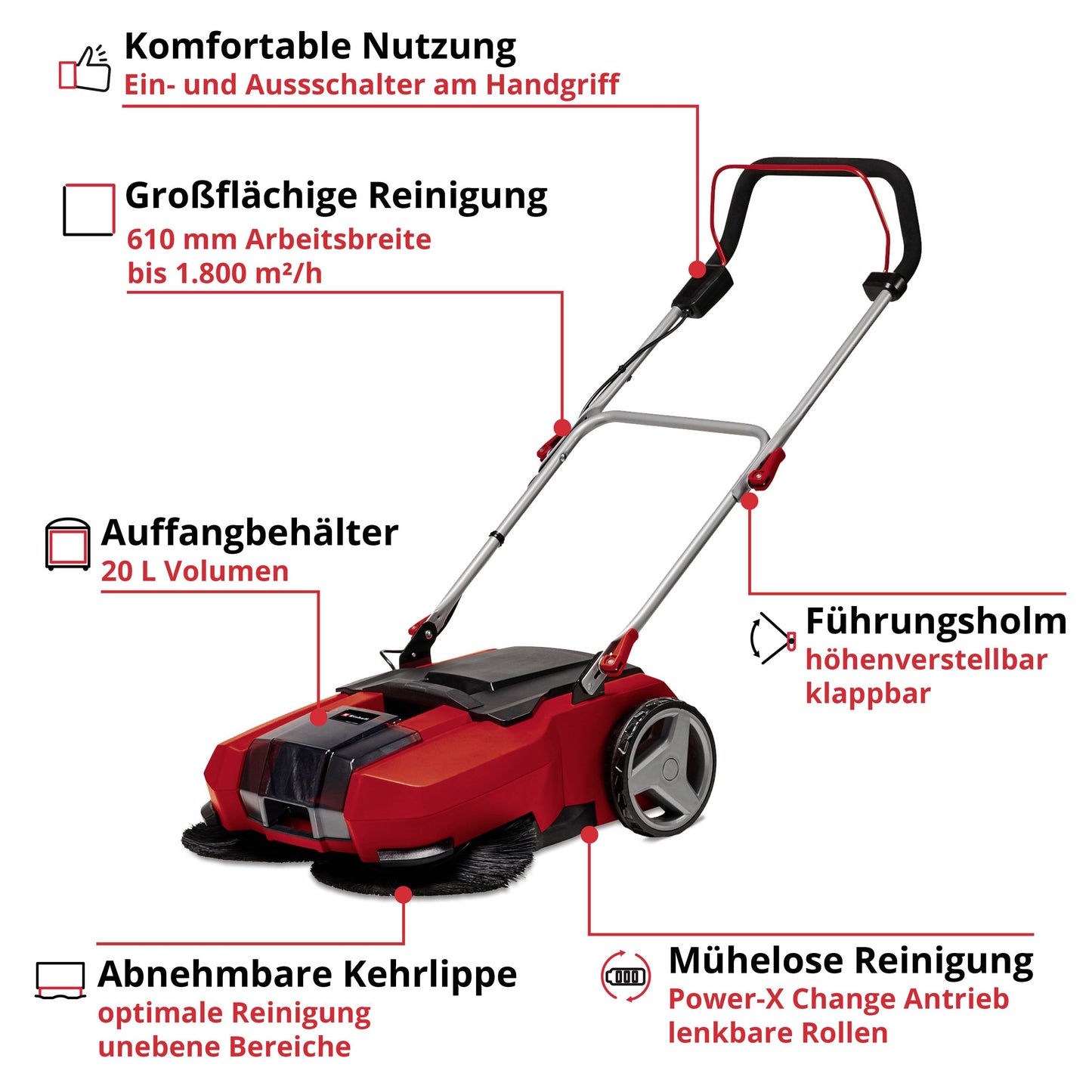 Einhell TE-SW 18/610 Li-Solo Akku-Kehrmaschine 18V